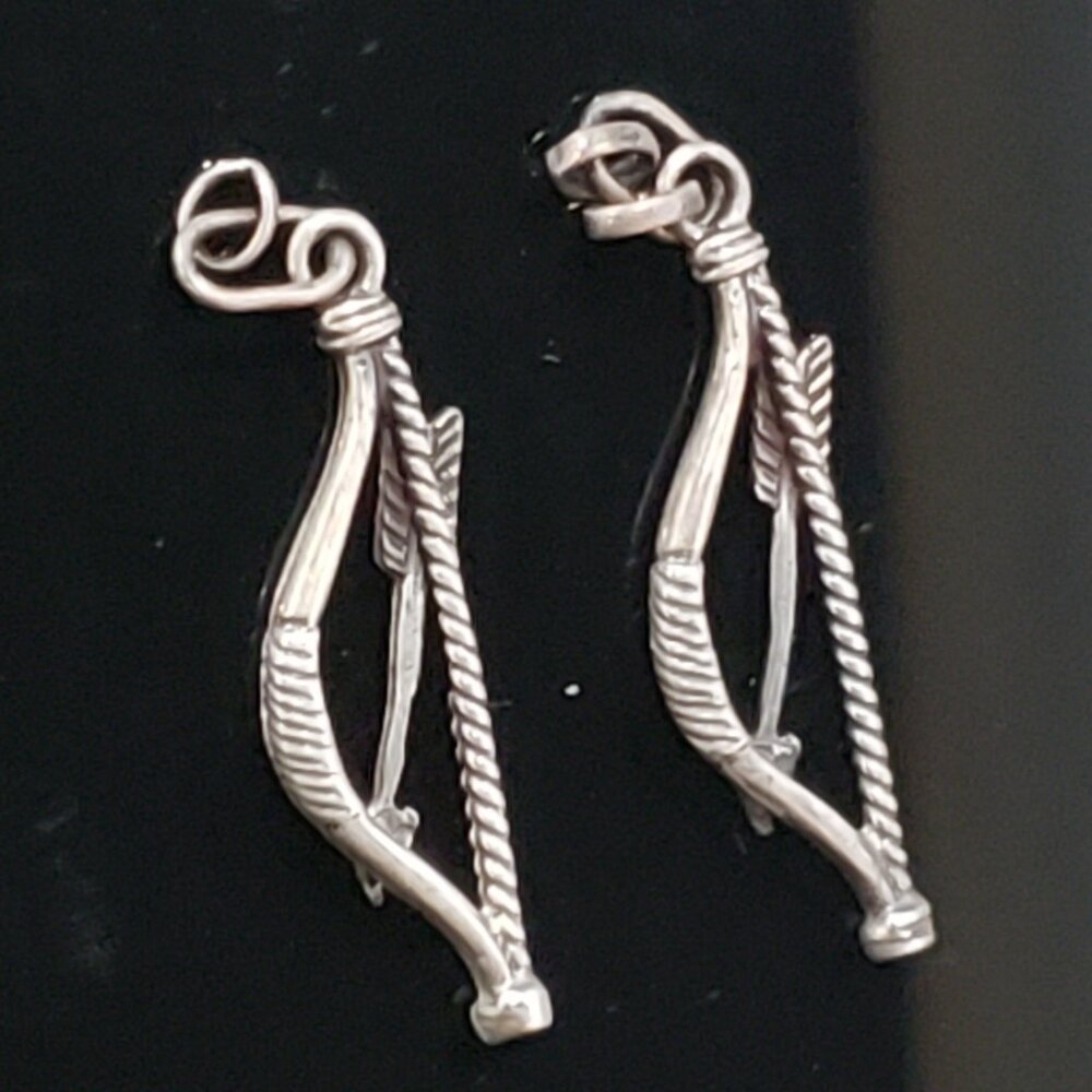 Two Silver 3D Cupids Bow and Arrow Archery Charms - Picture 2 of 5